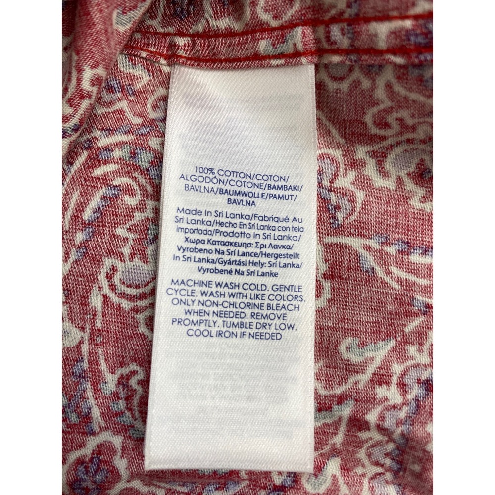 Chaps LS Button Down No Iron Red Paisley Cotton 3X Cottagecore Boho Americana - Picture 6 of 12